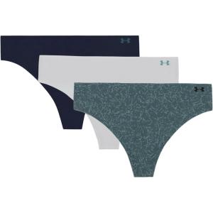 imageUnder Armour Womens 3pack Pure Stretch No Show Thong Underwear Allday Comfort ampamp Ultrasoft FitHalo Grey  Print