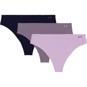 imageUnder Armour Womens 3pack Pure Stretch No Show Thong Underwear Allday Comfort ampamp Ultrasoft FitPurple Ace