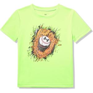 imageUnder Armour Boys Short Sleeve Shirt Crewneck Lightweight and Breathable Sports Graphic TeesHyper Green  Tech Mitt Ss