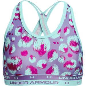 imageUnder Armour Girls Crossback Printed BraPlanet Purple 577Meteor Pink