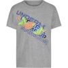 imageUnder Armour Boys Boys Short Sleeve Shirt Crewneck Lightweight and BreathablePrint Fill Logo Mod Grey