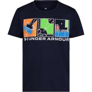 imageUnder Armour Boys Boys Short Sleeve Shirt Crewneck Lightweight and BreathableBaseball Comic Navy