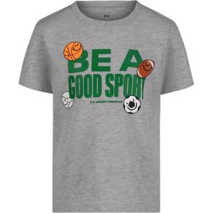 imageUnder Armour Boys Boys Short Sleeve Shirt Crewneck Lightweight and BreathableLogo Locker Mod Gray