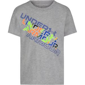 imageUnder Armour Boys Boys Short Sleeve Shirt Crewneck Lightweight and BreathablePrint Fill Logo Mod Grey