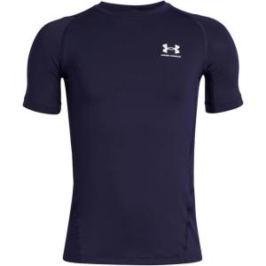 imageUnder Armour Boys HeatGear Armour ShortSleeve TShirt410 Midnight Navy   White
