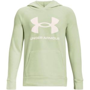 imageUnder Armour boys Rival Fleece Hoodie369 Phosphor Green   Onyx White