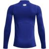 imageUnder Armour Boys ColdGear Armour Mock Long Sleeve TShirt Big Kids400 Royal   White