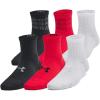 imageUnder Armour UnisexChild Youth Essential Quarter Socks 6 Pack600 Red  Red  Black