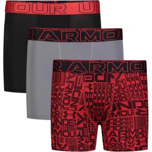 imageUnder Armour boys Charged Stretch Boxer Jock Lightweight ampamp Smooth Stretch FitRed Wordmark Multi Three Pack