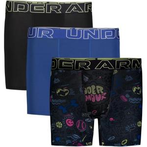 imageUnder Armour boys Charged Stretch Boxer Jock Lightweight ampamp Smooth Stretch FitTech Blue  Three Pack