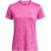 imageUnder Armour Womens Tech Twist Short Sleeve Crew TShirt652 Rebel Pink  Pink Elixir  White