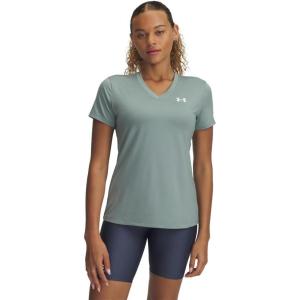 imageUnder Armour Womens Tech Short Sleeve V Neck348 Silica Green   White