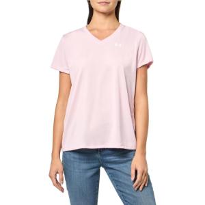 imageUnder Armour Womens Tech Short Sleeve V Neck647 Prime Pink   White