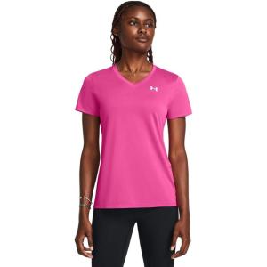 imageUnder Armour Womens Tech Short Sleeve V Neck652 Rebel Pink   White