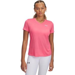imageUnder Armour Womens Tech Short Sleeve V Neck672 Super Pink   White
