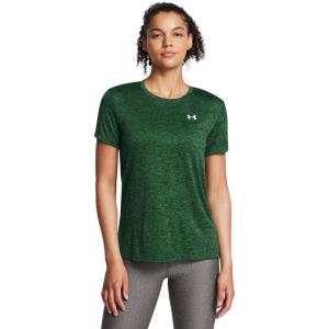 imageUnder Armour Womens Tech Twist Short Sleeve Crew TShirt301 Forest Green   White