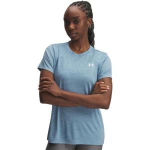 imageUnder Armour Womens Tech Twist Short Sleeve Crew TShirt418 Blue Smoke   White