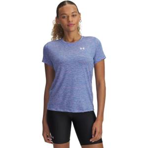 imageUnder Armour Womens Tech Twist Short Sleeve Crew TShirt452 Ether Blue  Aero Pink  White