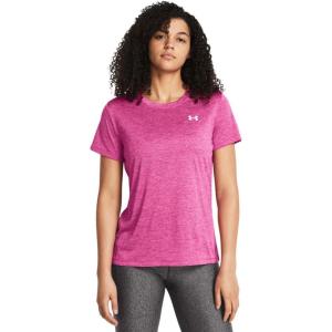 imageUnder Armour Womens Tech Twist Short Sleeve Crew TShirt652 Rebel Pink  Pink Elixir  White