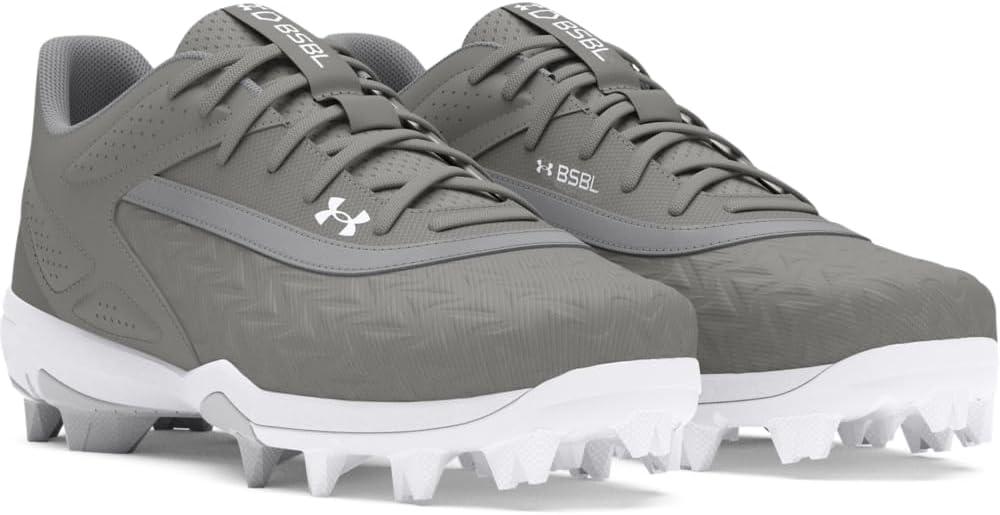 imageUnder Armour Boys Leadoff Low Rm Jr 30 Baseball Shoes102 Baseball GrayBaseball GrayWhite