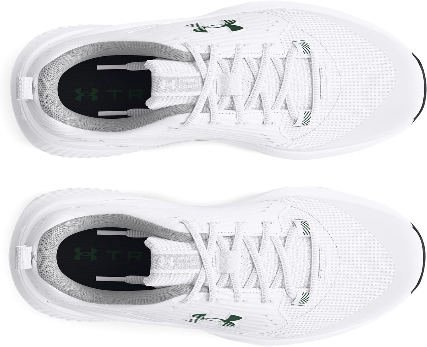 imageUnder Armour Mens Charged Commit Trainer 4 SneakerWhite Mod Gray Forest Green