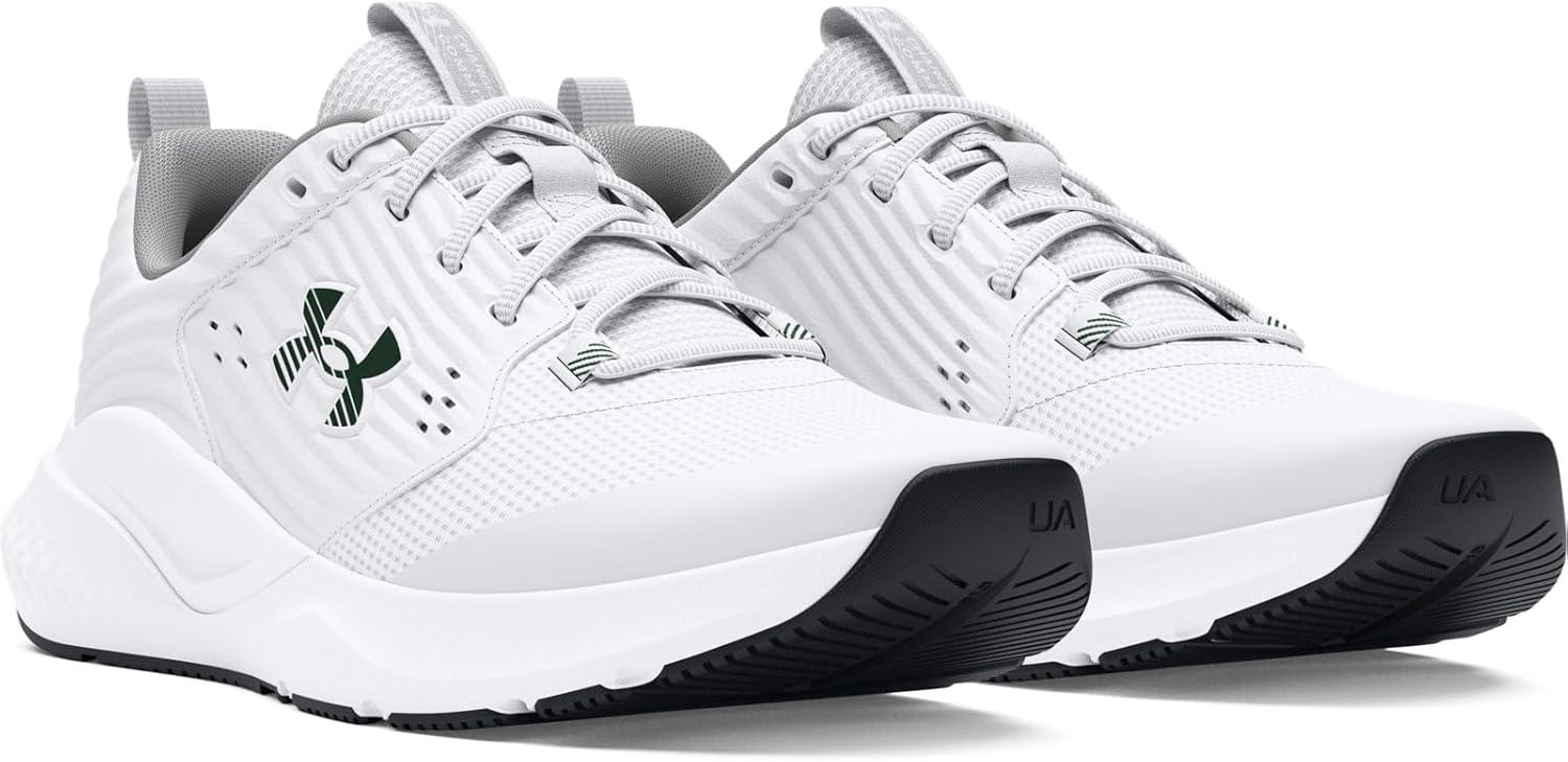 imageUnder Armour Mens Charged Commit Trainer 4 SneakerWhite Mod Gray Forest Green