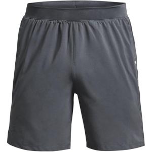 imageUnder Armour Mens Launch Stretch Woven 2in1 Shorts015 Pitch Gray  Fuse Teal  Reflective