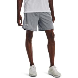 imageUnder Armour Mens Launch Stretch Woven 2in1 Shorts017 Pitch Gray Full Heather  Blue Circuit  Reflective