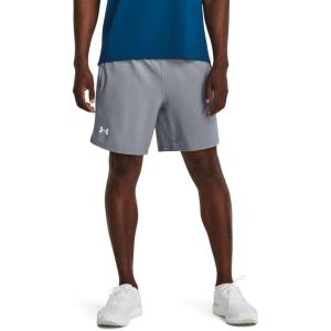 imageUnder Armour Mens Launch Stretch Woven 2in1 Shorts035 Steel  Neo Turquoise  Reflective