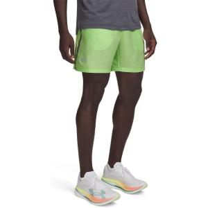 imageUnder Armour Mens Launch Stretch Woven 2in1 Shorts712 Lumos Lime  Castlerock  Reflective