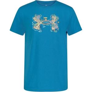 imageUnder Armour Boys Short Sleeve Shirt Crewneck Lightweight and Breathable OutdoorEther Blue Lake Logo