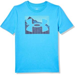 imageUnder Armour Boys Short Sleeve Shirt Crewneck Lightweight and Breathable OutdoorEther Blue Land Scan Logo