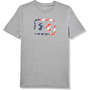imageUnder Armour Boys Short Sleeve Shirt Crewneck Lightweight and Breathable OutdoorPitch Gray  Freedom Fish Tee