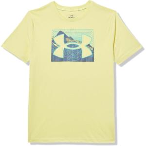 imageUnder Armour Boys Short Sleeve Shirt Crewneck Lightweight and Breathable OutdoorSonic Yellow Land Scan Logo