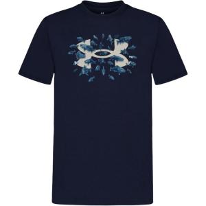 imageUnder Armour Boys Short Sleeve Shirt Crewneck Lightweight and Breathable OutdoorWashed Navy Swimming Fish Tee