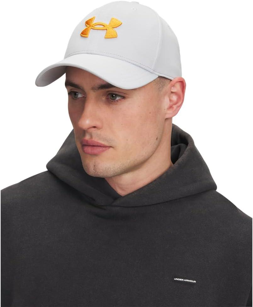 imageUnder Armour Mens Blitzing Cap Stretch Fit014 Halo Gray   Squad Orange
