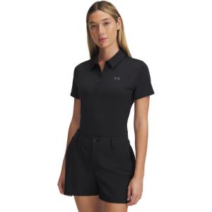 image:imageUnder Armour Womens Short Sleeve Golf Polo001 Black   Pitch Gray