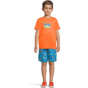 image:imageUnder Armour boys 2piece Rashguard Swim Set Short Sleeve Surf Shirt and Volley Trunks Upf 50 Sun ProtectionBlaze Orange Pool