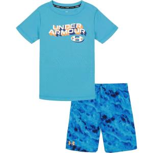 image:imageUnder Armour boys 2piece Rashguard Swim Set Short Sleeve Surf Shirt and Volley Trunks Upf 50 Sun ProtectionGlacier Ridge Dye