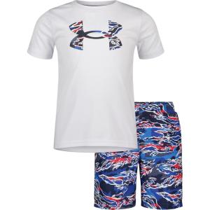 image:imageUnder Armour boys 2piece Rashguard Swim Set Short Sleeve Surf Shirt and Volley Trunks Upf 50 Sun ProtectionWhite Camo Sp22