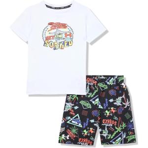 image:imageUnder Armour boys 2piece Rashguard Swim Set Short Sleeve Surf Shirt and Volley Trunks Upf 50 Sun ProtectionWhite Get Soaked