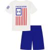 image:imageUnder Armour babyboys 2piece Short Sleeve Graphic Tshirt and Shorts Set Lightweight amp BreathableWhite Freedom
