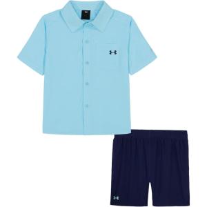 image:imageUnder Armour babyboys 2piece Short Sleeve Graphic Tshirt and Shorts Set Lightweight amp BreathableEther Blue Woven
