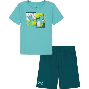 image:imageUnder Armour babyboys 2piece Short Sleeve Graphic Tshirt and Shorts Set Lightweight amp BreathableGeo Turq