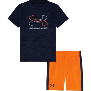 image:imageUnder Armour babyboys 2piece Short Sleeve Graphic Tshirt and Shorts Set Lightweight amp BreathableNavy Tech Lock Up
