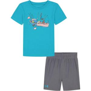 image:imageUnder Armour babyboys 2piece Short Sleeve Graphic Tshirt and Shorts Set Lightweight amp BreathableRadial Turquoise