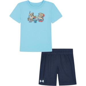 image:imageUnder Armour babyboys 2piece Short Sleeve Graphic Tshirt and Shorts Set Lightweight amp BreathableSky Blue Tackle