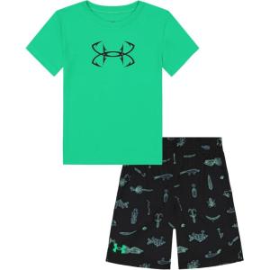 image:imageUnder Armour babyboys 2piece Short Sleeve Graphic Tshirt and Shorts Set Lightweight amp BreathableVapor Green Hook