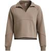image:imageUnder Armour Womens Unstoppable Fleece Rugby Long Sleeve Crop Top200 Taupe Dusk   Black
