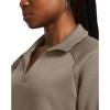 image:imageUnder Armour Womens Unstoppable Fleece Rugby Long Sleeve Crop Top200 Taupe Dusk   Black